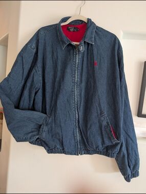 Polo by Ralph Lauren Navy Denim Zip-Front Jacket 90's Made In Usa
